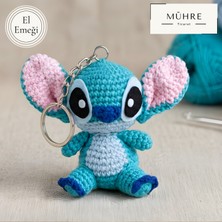 Mühre Stitch (Stiç) Anahtarlık Charm Hediyelik %100 Pamuklu Organik Amigurumi Örgü