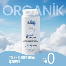 Clooe Organik Sertifikalı Talk İçermeyen Ter ve Nem Emici Prebiyotik Etkili 2'li Bitkisel Bebek Pudrası Seti