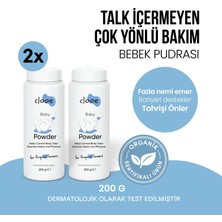 Clooe Organik Sertifikalı Talk İçermeyen Ter ve Nem Emici Prebiyotik Etkili 2'li Bitkisel Bebek Pudrası Seti