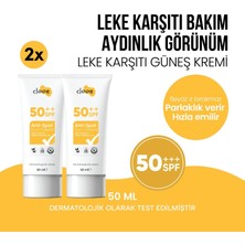 Clooe Vegan Glutensiz SPF 50 Leke Karşıtı Yağlı His ve Beyaz İz Bırakmayan 2'li Güneş Kremi Seti