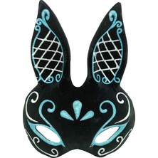 Oska Global Siyah Mavi Beyaz Simli Tavşan Maskesi