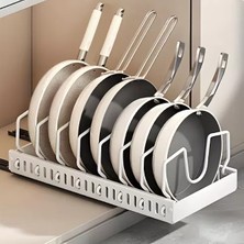 MiraLive Beyaz Renk Teleskopik Raylı Tava Tencere Organizeri