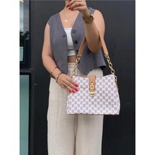 Michael Polo Kadın Şık Klipsli Örgü Detaylı El ve Omuz Çantası Günlük Kullanım