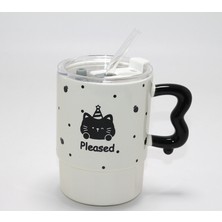 My Best Store Sevimli Ayı Figürlü Pipetli Kapaklı Porselen Kupa Bardak