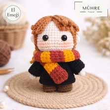Mühre Ron Weasley Harry Potter Anahtarlık Charm Hediyelik %100 Pamuklu Organik Amigurumi Örgü