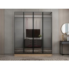 Minar Nisa 4 Kapaklı 2 Çekmece Dolap Dore Reflekte Cam