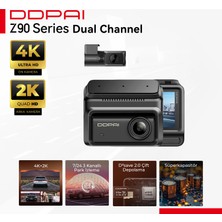 DDPAI Z90 Dual Araç Kamerası - 4G Bağlantı - Yüksek Hızlı Aktarım - 7/24 Park
