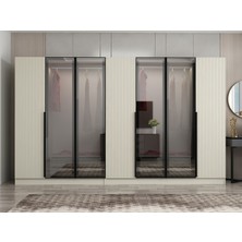 Minar Nisa Plus 7 Kapaklı 4 Çekmece Dolap Kumtaşı Mebran Reflekte Cam