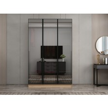 Minar Nisa 3 Kapaklı 2 Çekmece Dolap Dore Reflekte Cam