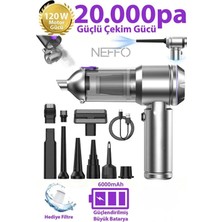 Neffo Üflemeli Güçlü Vakumlu Ev Ofis Araç Süpürges 20000PA Güçlü El Süpürgesi Şarjlı Çok Fonksiyon