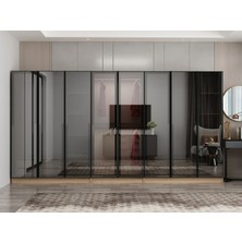 Minar Nisa 8 Kapaklı 4 Çekmece Dolap Dore Reflekte Cam