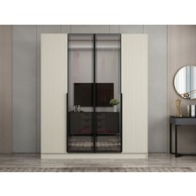 Minar Nisa Plus 4 Kapaklı 2 Çekmece Dolap Kumtaşı Mebran Reflekte Cam