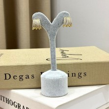 Ca Shopping Sıra Taş Detaylı Altın Kaplama Küpe