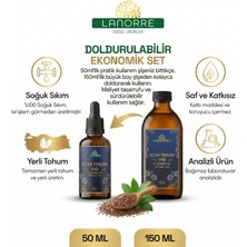 Lanorre Keten Tohumu Yağı  %100 Soğuk Sıkım Ev & Çanta Seti (150ML + 50ML)%100 Saf ve Doğal Flax Seed Oil