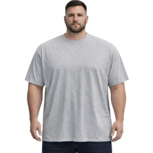 Battal Moda Battalmoda Erkek Büyük Beden Melanj Gri Basic Kısa Kollu Tişört 3xl-4xl-5xl-6xl-7xl-8xl