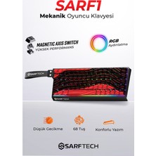 Sarftech Srf1 Siyah Manyetik Switch Rgb Gaming Klavye 68 Tuş Türkçe Q | Özel Yazılım Destekli | Taşıma Bantlı