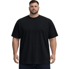 Battal Moda BattalModa Büyük Beden Erkek Basic Bisiklet Yaka Kısa Kollu Tişört %95 Pamuk %5 Likra Siyah 3XL-8XL
