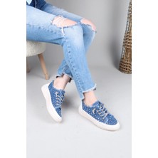 Birikon Clara Tamamı Taş Aksesuarlı Kot Sneakers Lacivert