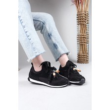 Birikon Palmas Taş Detaylı Strech Sneakers Siyah