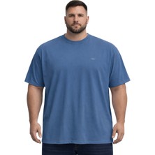 Battal Moda BattalModa Büyük Beden Erkek Basic Bisiklet Yaka Kısa Kollu Tişört %95 Pamuk %5 Likra Petrol 3XL-8XL