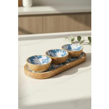 EW's Kitchenware Mango Agacı Standlı Üçlü Kase Seti & Sunum ve Servis Seti Desenli