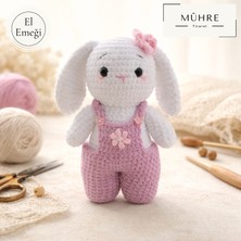 Mühre El Emeği Pembe Tulumlu Tavşan Uyku Arkadaşı Hediyelik %100 Pamuklu Organik Amigurumi Örgü