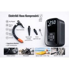 Atl Atlantis Hava Kompresörü Şarjlı Araba Motorsiklet Bisiklet Top Dijital Ekranlı Işıklı Çok Fonksiyonlu