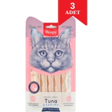 Wanpy Ton Balıklı ve Karidesli Kedi Ödülü 14 gr 5'li Paket x 3 Adet