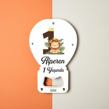 Hedef Plus 20 Adet Açacak Magnet 1 Yaşında Aslan Figurlu  Doğum Günü, Bebek Magnet Hediyelik (Jeletinli)
