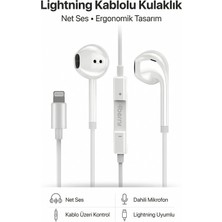 4Berry PS02 Lightning Kablolu Kulak İçi Kulaklık Mikrofonlu Ses Kontrollü iOS Uyumlu Beyaz 1.2m