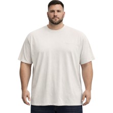 Battal Moda BattalModa Büyük Beden Erkek Basic Bisiklet Yaka Kısa Kollu Tişört %95 Pamuk %5 Likra Kemik 3XL-8XL