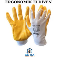 Seka Hand Tools Nitril Kaplı Kaymaz Iş Eldiveni Montaj & Tamir Için Koruyucu Eldiven 6 Çift