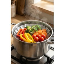 EW's Kitchenware Paslanmaz Çelik Katlanabilir Buharda Pişirme ve Haşlama Aparatı 27 cm