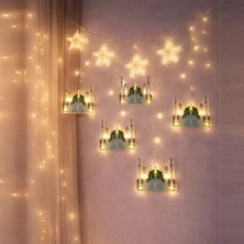 MiraLive 3 mt Fişli Yeşil Cami Yıldız Ramazan Perde LED