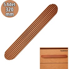 Badem10 Aytuğ 5 Adet Rose Geniş T Çizgili Oval Çekmece Kulp 320 mm Modern Şık Mobilya Kulpu