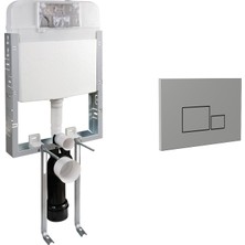 Nkp Basic Gömme Rezervuar -Tuğla Tipi, S1 Mat  Krom Kapak -Set 2 PARÇA-NPS.0020.040.01