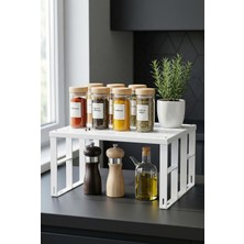 EW's Kitchenware Çok Amaçlı Beyaz Metal Raf Düzenleyici & Mutfak Dolap Içi ve Tezgah Üstü Organizer (28X32X15 Cm)