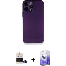 İlk El Grup Ieg™ iPhone 14 Pro Max Kılıf Yadigar Yansıma Serisi - Siyah Bilvis 5in1 5d Magic Hayalet Cam Ekran Koruyucu + Derin Mor Bilvis Titan Kamera Lens
