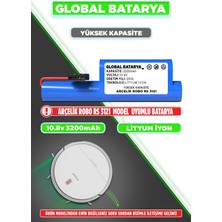 Global Batarya Arçelik Robo Rs 3121 Robot Süpürge Bataryası 10.8V 3200MAH Li-Ion Pil (Yüksek Kapasite)