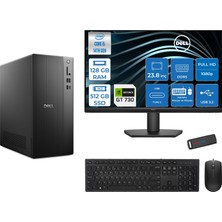 Dell Tower ECT1250 Intel Core I5 14400 128GB Ddr5 512GB SSD 2GB/GT730 23.8" Mon WIN11PRO Kurumsal Masaüstü Bilgisayar 730ECT125014M23P29 + Zettausb