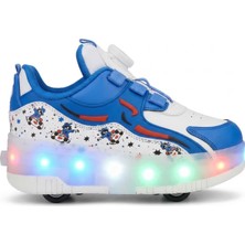 Rocky LED Işıklı Saks Mavisi Patenli Çocuk Ayakkabı – Ortopedik Taban, Çift Kullanım (Spor & Paten)