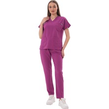 N Company Jüniper En- Boy Likralı Mor Kadın Scrubs Takım