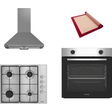 Altus New Inox 3 Lü Ankastre Set (Ala 310 I - Ala 181 Gıd - Ala 522 I) - Silikon Yanmaz Yapışmaz Pişirme Matı ile Birlikte