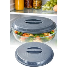 Omilife Gri Yuvarlak Borcam Kapağı Sızdırmaz Plastik Saklama Kapağı Gıda Koruma Kapak 29 cm