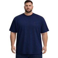Battal Moda BattalModa Büyük Beden Erkek Basic Bisiklet Yaka Kısa Kollu Tişört %95 Pamuk %5 Likra Lacivert 3XL-8XL