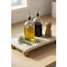 EW's Kitchenware Ayaklı Doğal Mermer Sunum Tablası & Dekoratif Yağdanlık Altlığı (12X24X4 Cm)