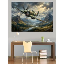 Tablomega Gökyüzünde Süzülen Ikinci Dünya Savaşı Uçağı Dekoratif Kanvas - Mdf Ahşap Tablo