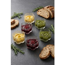EW's Kitchenware 6'lı Yonca Formlu Şeffaf Cam Kase Seti & Şık Reçellik ve Sosluk Sunum Gereci (100 Ml)