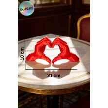 Glanart Hediyelik 3 Boyutlu Masa Üstü  Kalp Yapan Eller (3d Flament) 1 Adet Kırmızı