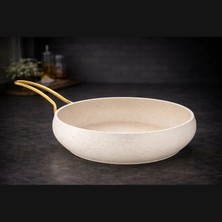 Lavonni Caldora 28 Cm Gold Saplı Krem Güveç Tava Yanmaz Yapışmaz